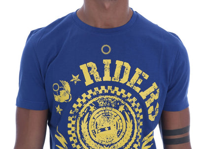 T-shirt en coton à motif cavaliers bleus élégant de Frankie Morello
