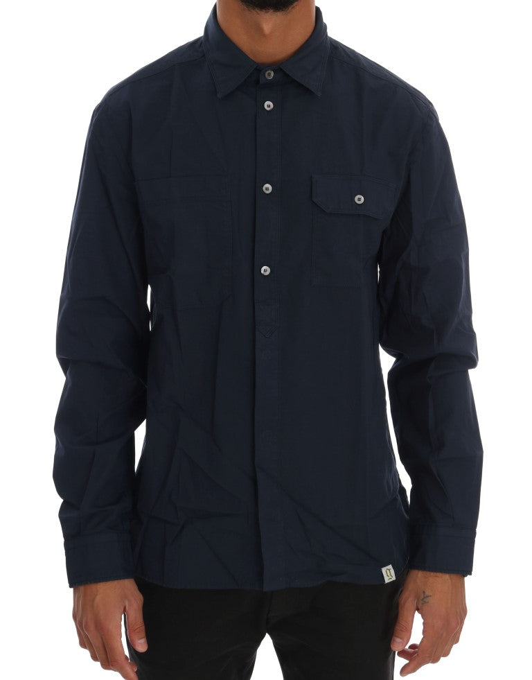 John Galliano Blue Casual Cotton Long Sleeve Shirt by John Galliano