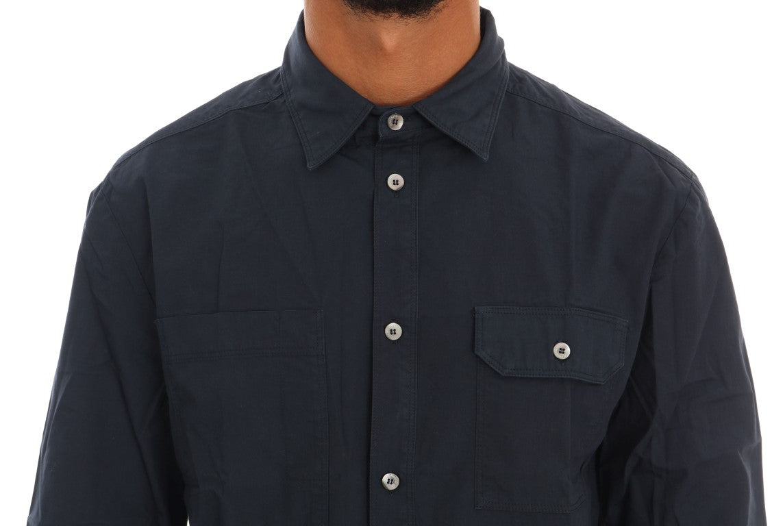 John Galliano Blue Casual Cotton Long Sleeve Shirt by John Galliano