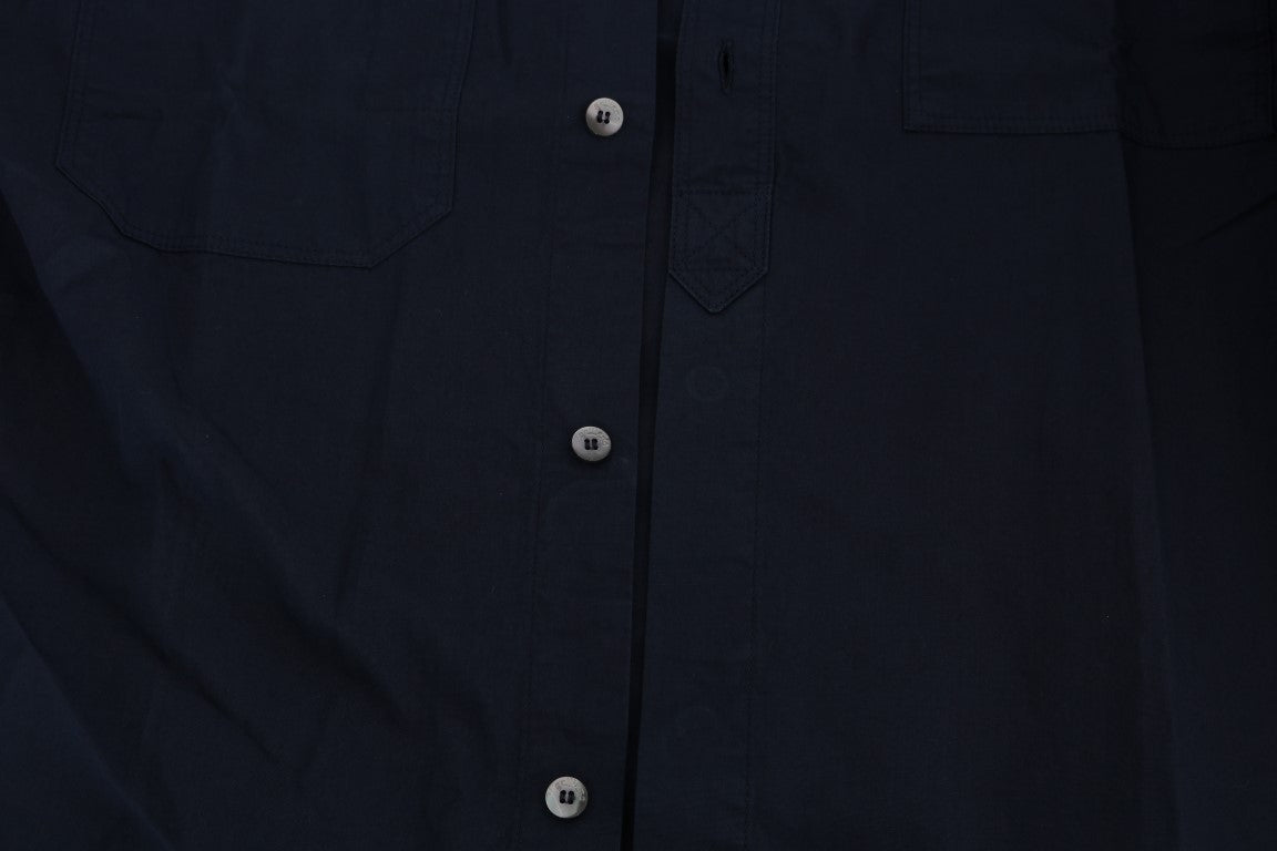 John Galliano Blue Casual Cotton Long Sleeve Shirt by John Galliano