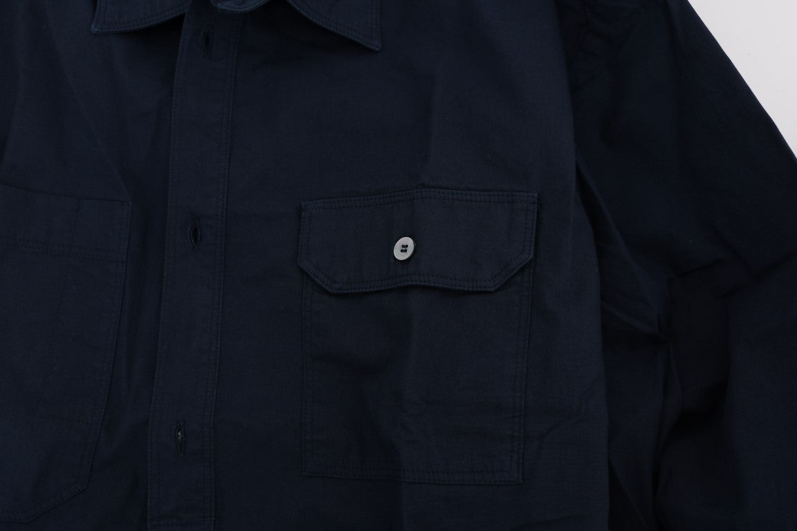 John Galliano Blue Casual Cotton Long Sleeve Shirt by John Galliano