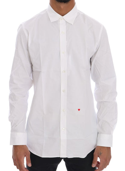 Moschino White Cotton Stretch Slim Fit Dress Shirt by Moschino