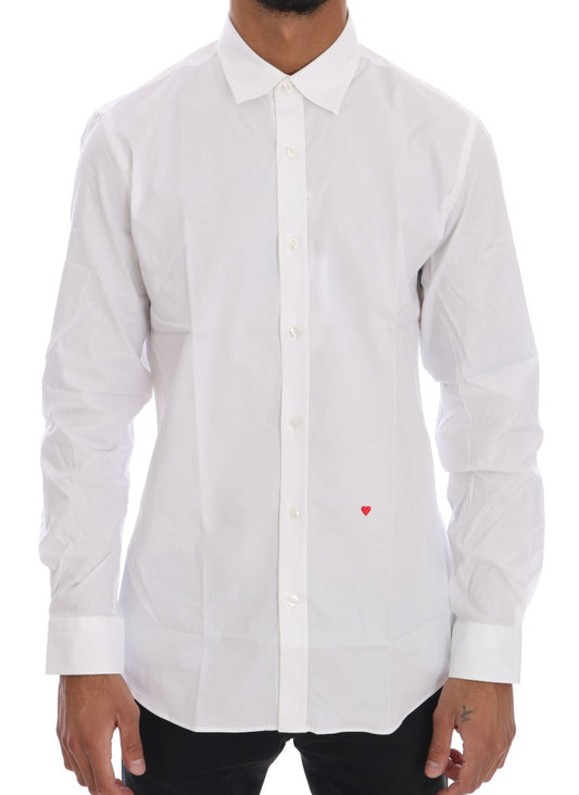 Moschino White Cotton Stretch Slim Fit Dress Shirt by Moschino