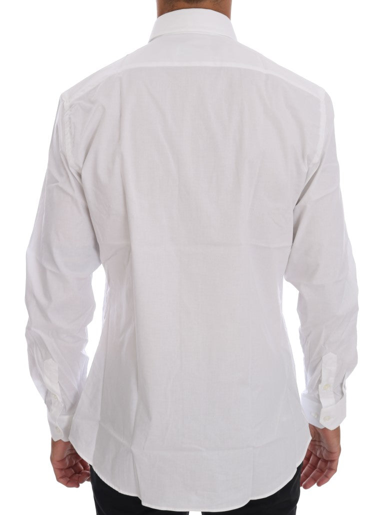 Moschino White Cotton Stretch Slim Fit Dress Shirt by Moschino