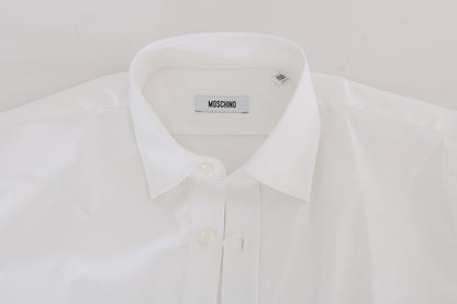Moschino White Cotton Stretch Slim Fit Dress Shirt by Moschino
