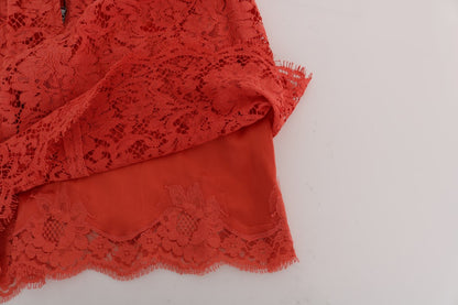 Dolce &amp; Gabbana Jupe crayon en dentelle macramé orange