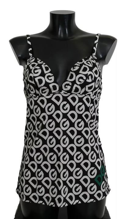 Maillot de bain sans manches imprimé DG Mania noir Dolce &amp; Gabbana