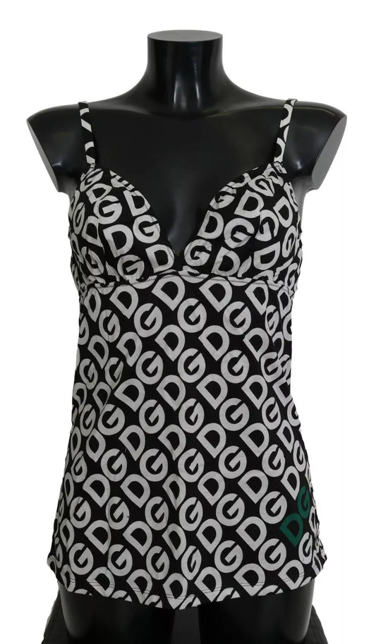 Maillot de bain sans manches imprimé DG Mania noir Dolce &amp; Gabbana