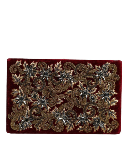 Sac à main de soirée Dolce &amp; Gabbana en velours rouge avec cadre doré