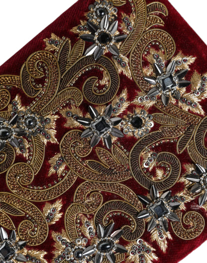 Sac à main de soirée Dolce &amp; Gabbana en velours rouge avec cadre doré
