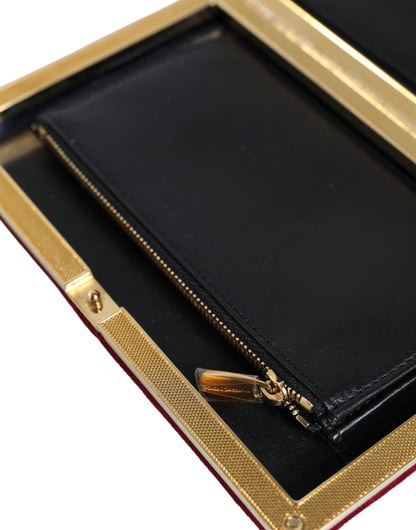 Sac à main de soirée Dolce &amp; Gabbana en velours rouge avec cadre doré