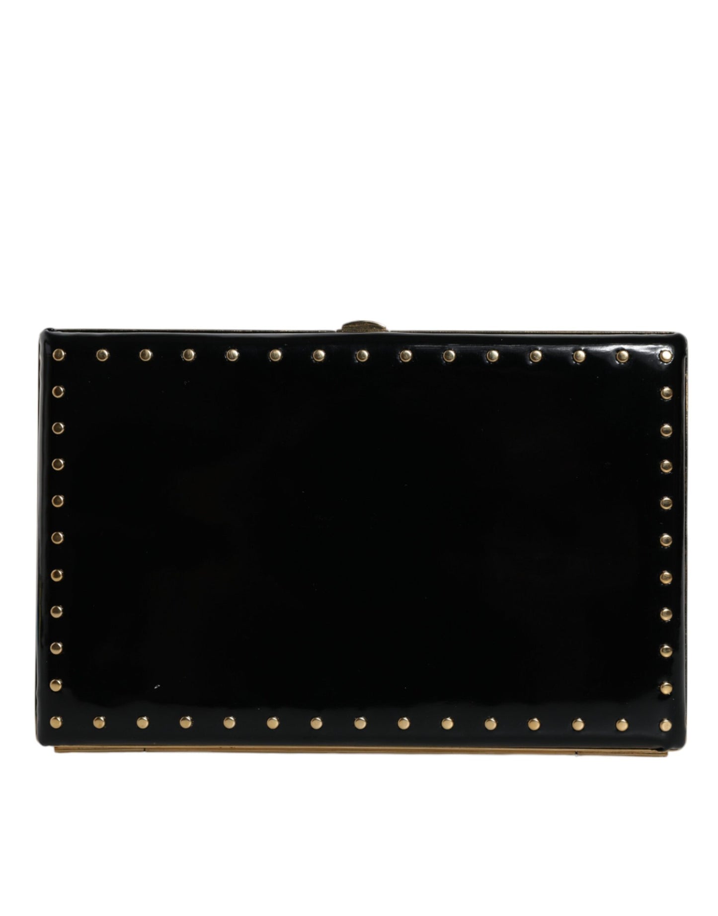 Sac à main de soirée Dolce &amp; Gabbana en cuir noir avec clous et cadre doré