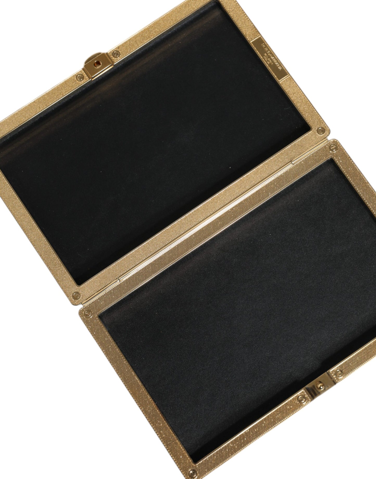 Sac à main de soirée Dolce &amp; Gabbana en cuir noir avec clous et cadre doré