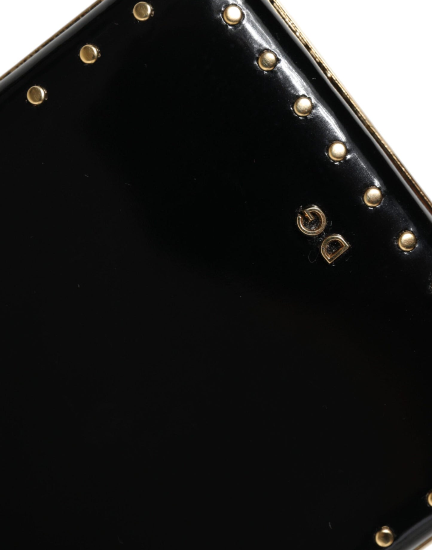 Sac à main de soirée Dolce &amp; Gabbana en cuir noir avec clous et cadre doré
