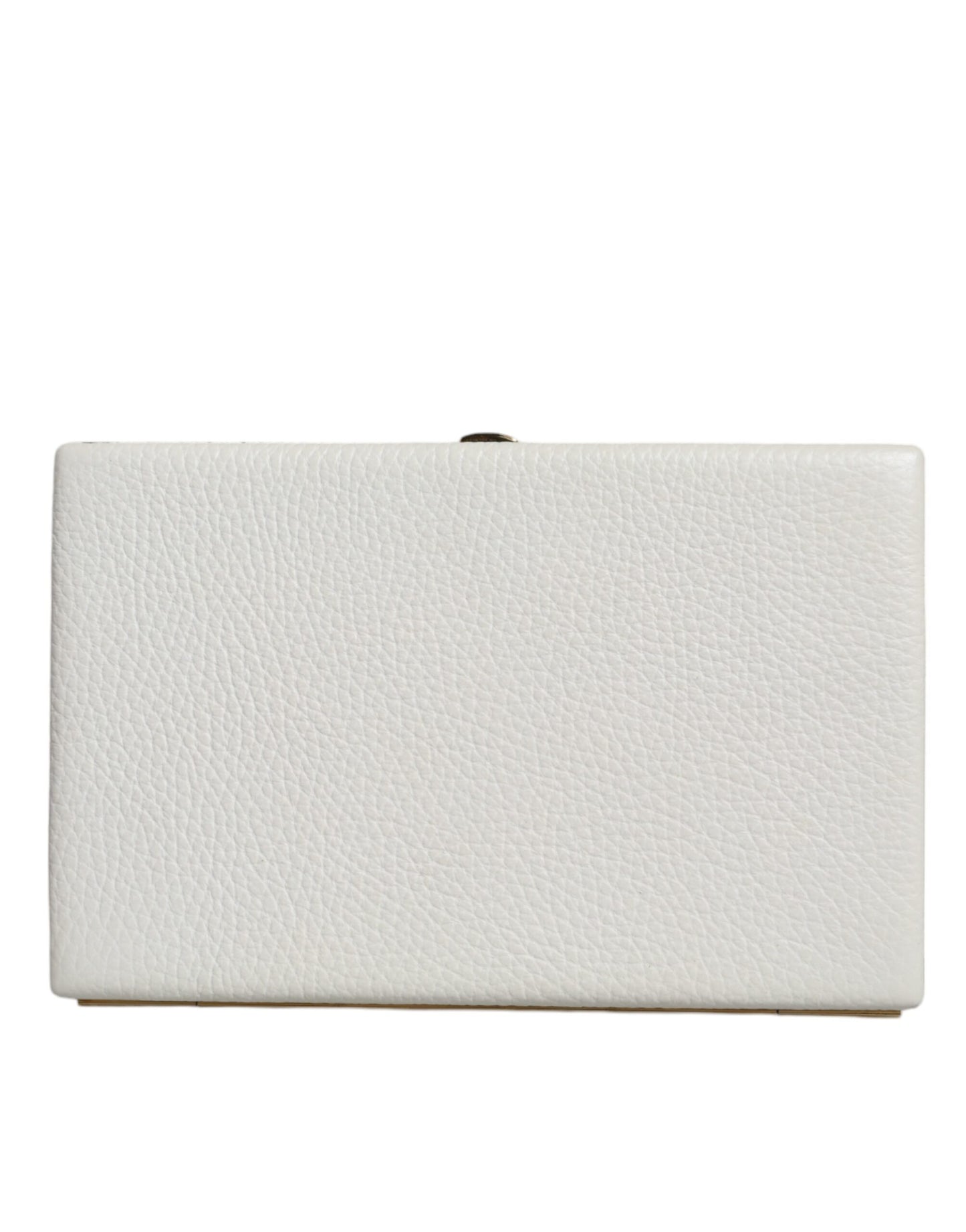 Sac à main de soirée Dolce &amp; Gabbana en cuir blanc avec cadre doré