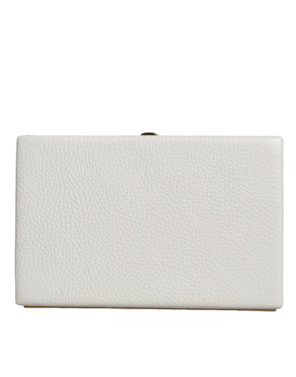 Sac à main de soirée Dolce &amp; Gabbana en cuir blanc avec cadre doré