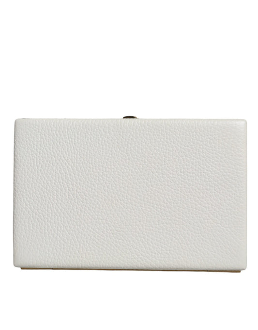 Sac à main de soirée Dolce &amp; Gabbana en cuir blanc avec cadre doré