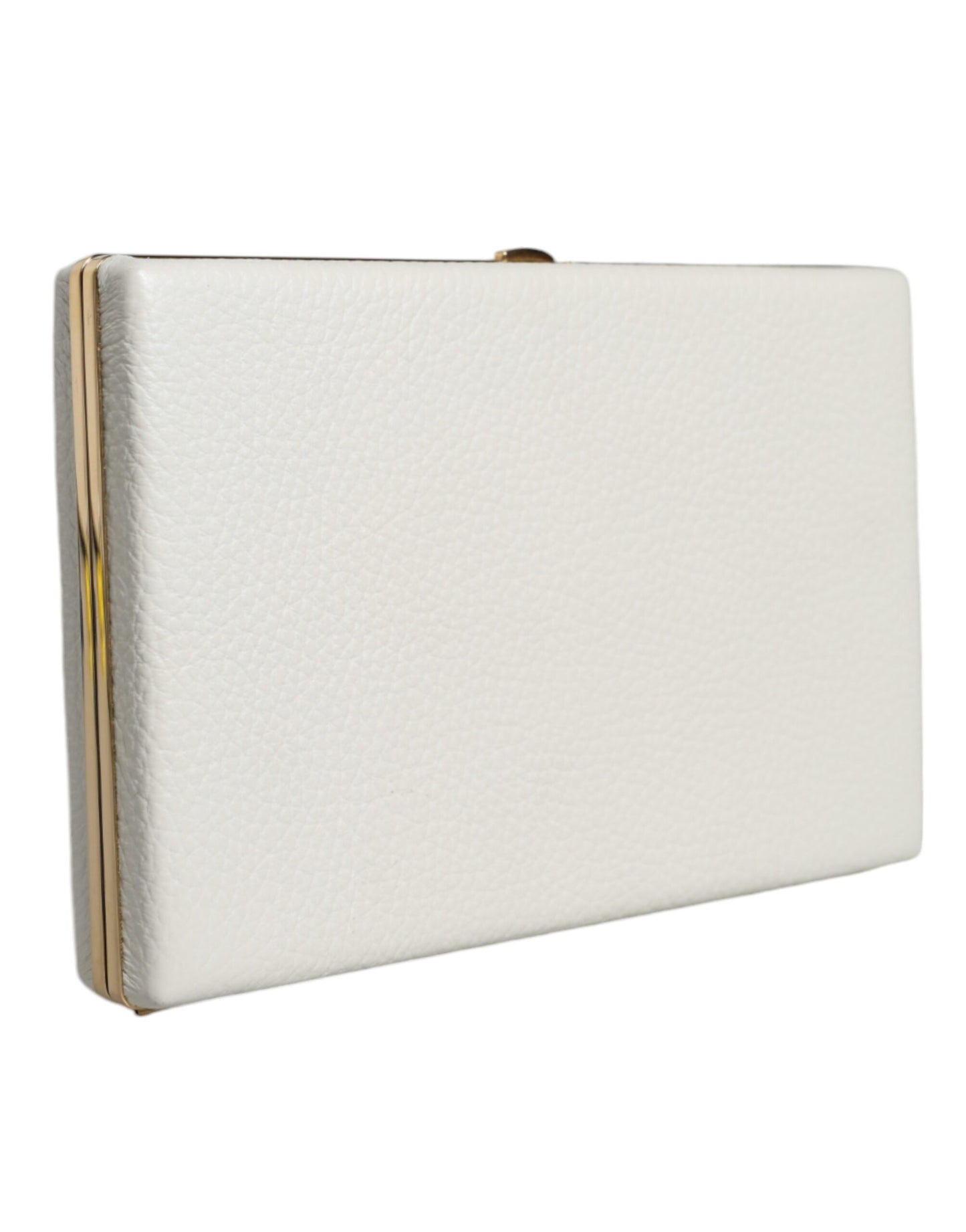 Sac à main de soirée Dolce &amp; Gabbana en cuir blanc avec cadre doré