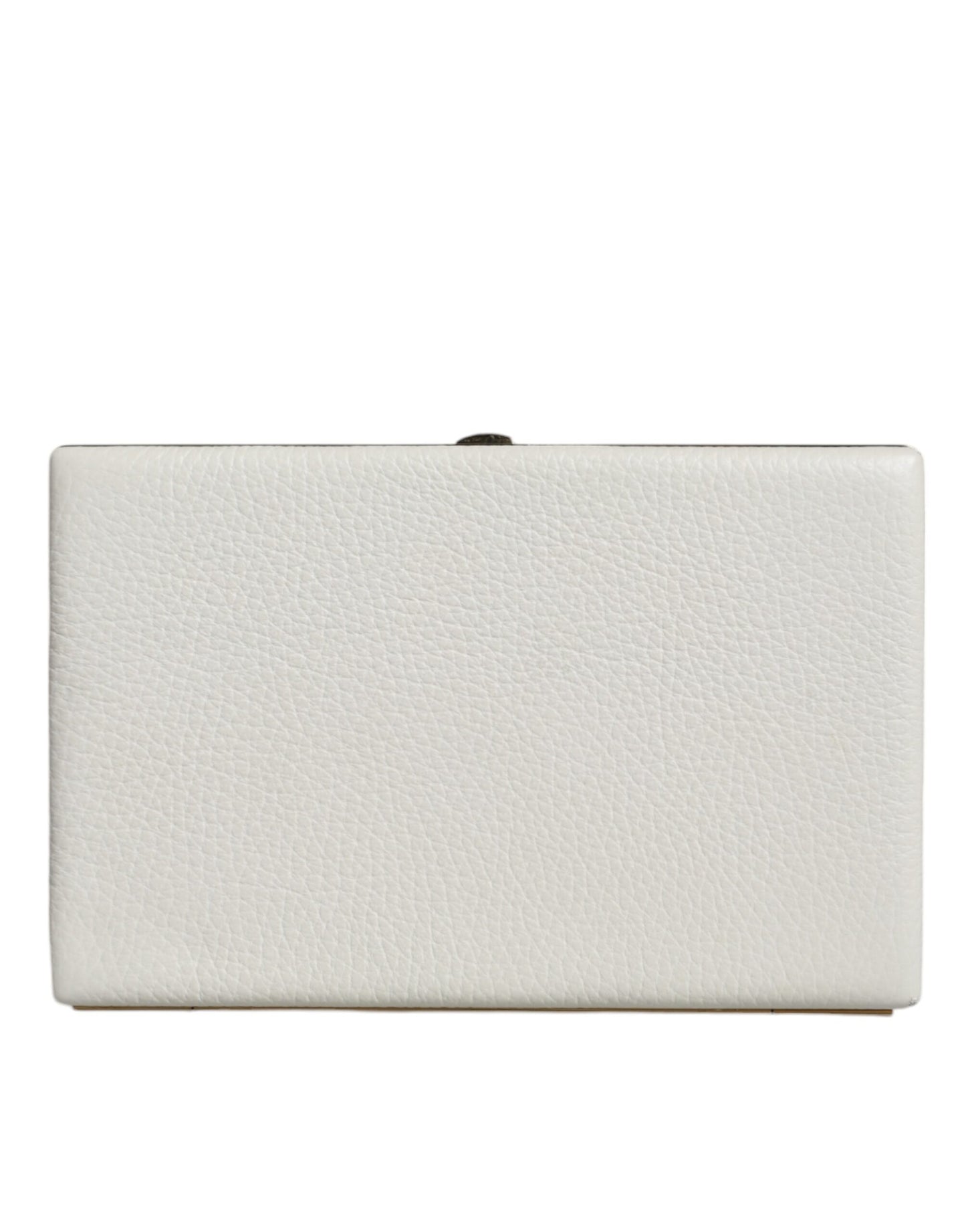 Sac à main de soirée Dolce &amp; Gabbana en cuir blanc avec cadre doré
