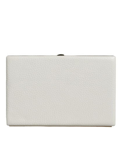 Sac à main de soirée Dolce &amp; Gabbana en cuir blanc avec cadre doré