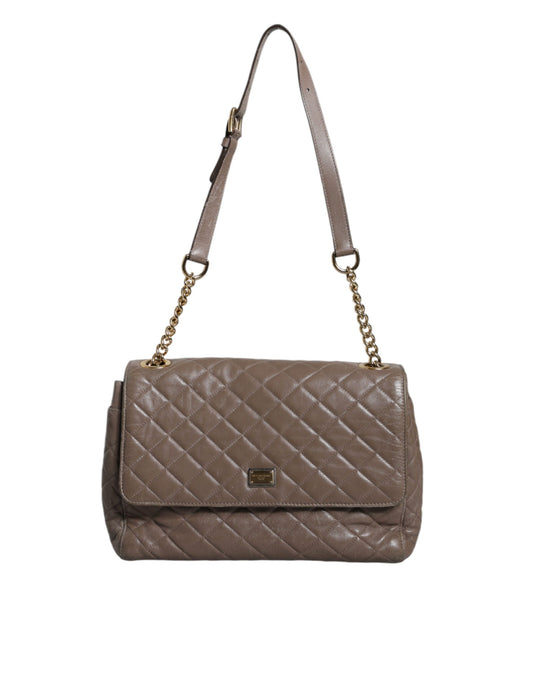 Sac à main en cuir matelassé marron Dolce &amp; Gabbana