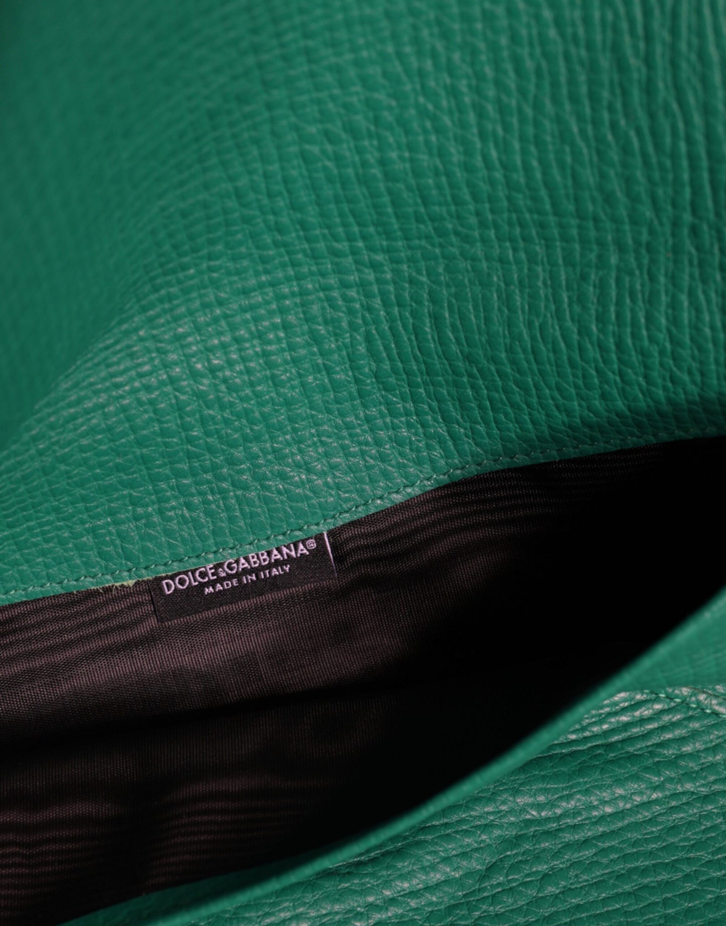 Pochette en cuir vert Dolce &amp; Gabbana, mini-sac à main, étui pour tablette
