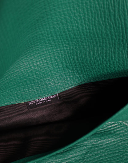 Pochette en cuir vert Dolce &amp; Gabbana, mini-sac à main, étui pour tablette