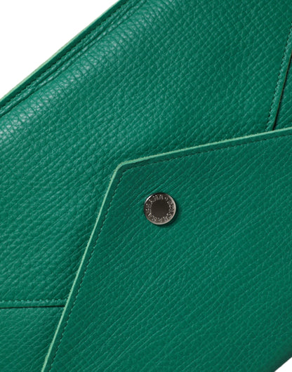 Pochette en cuir vert Dolce &amp; Gabbana, mini-sac à main, étui pour tablette