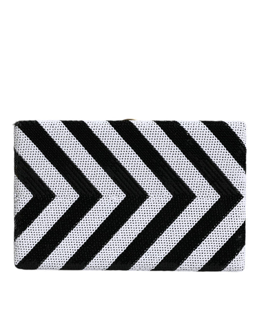 Sac à main de soirée Dolce &amp; Gabbana à cadre noir, blanc et doré