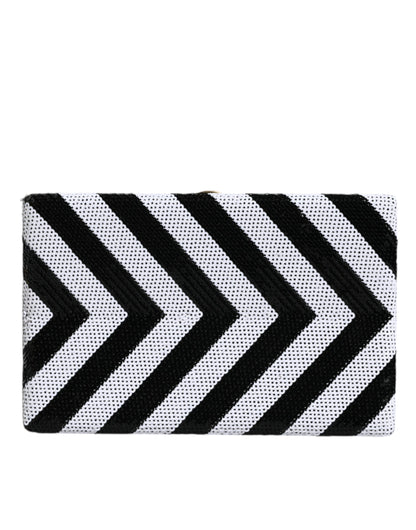 Sac à main de soirée Dolce &amp; Gabbana à cadre noir, blanc et doré