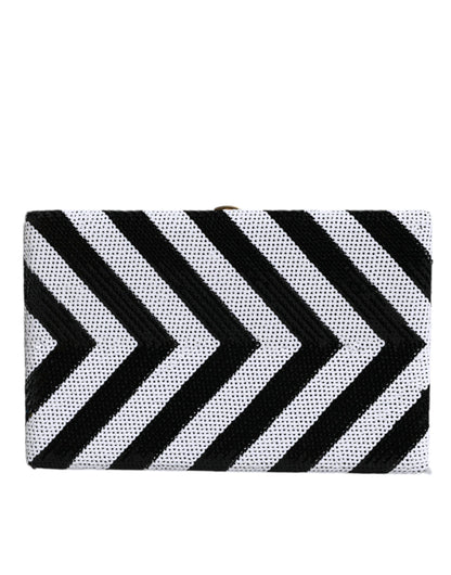 Sac à main de soirée Dolce &amp; Gabbana à cadre noir, blanc et doré