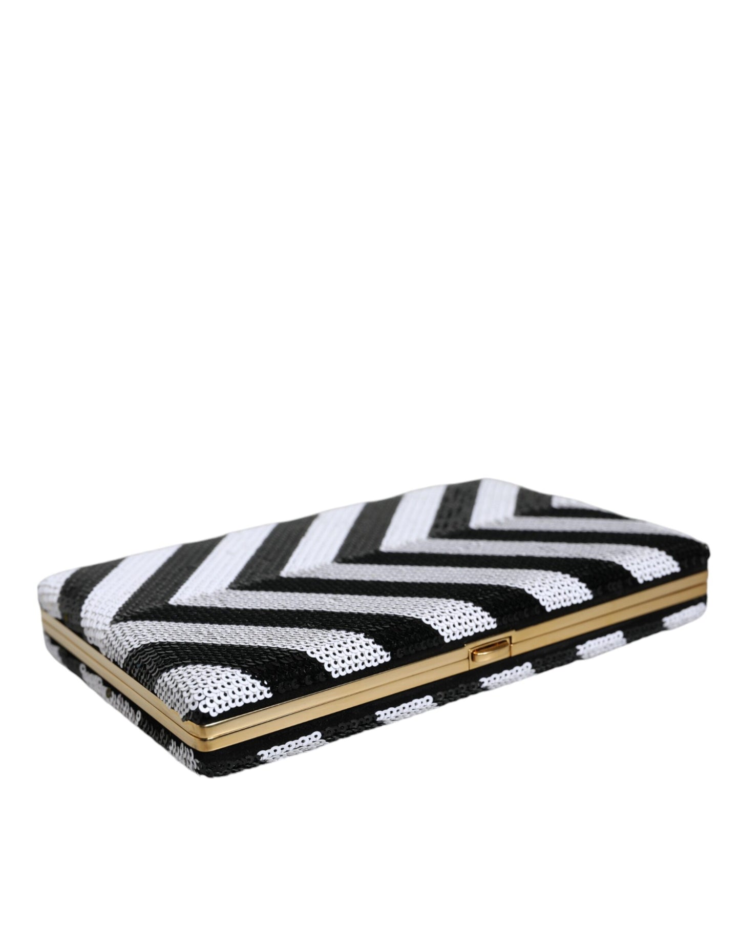 Sac à main de soirée Dolce &amp; Gabbana à cadre noir, blanc et doré