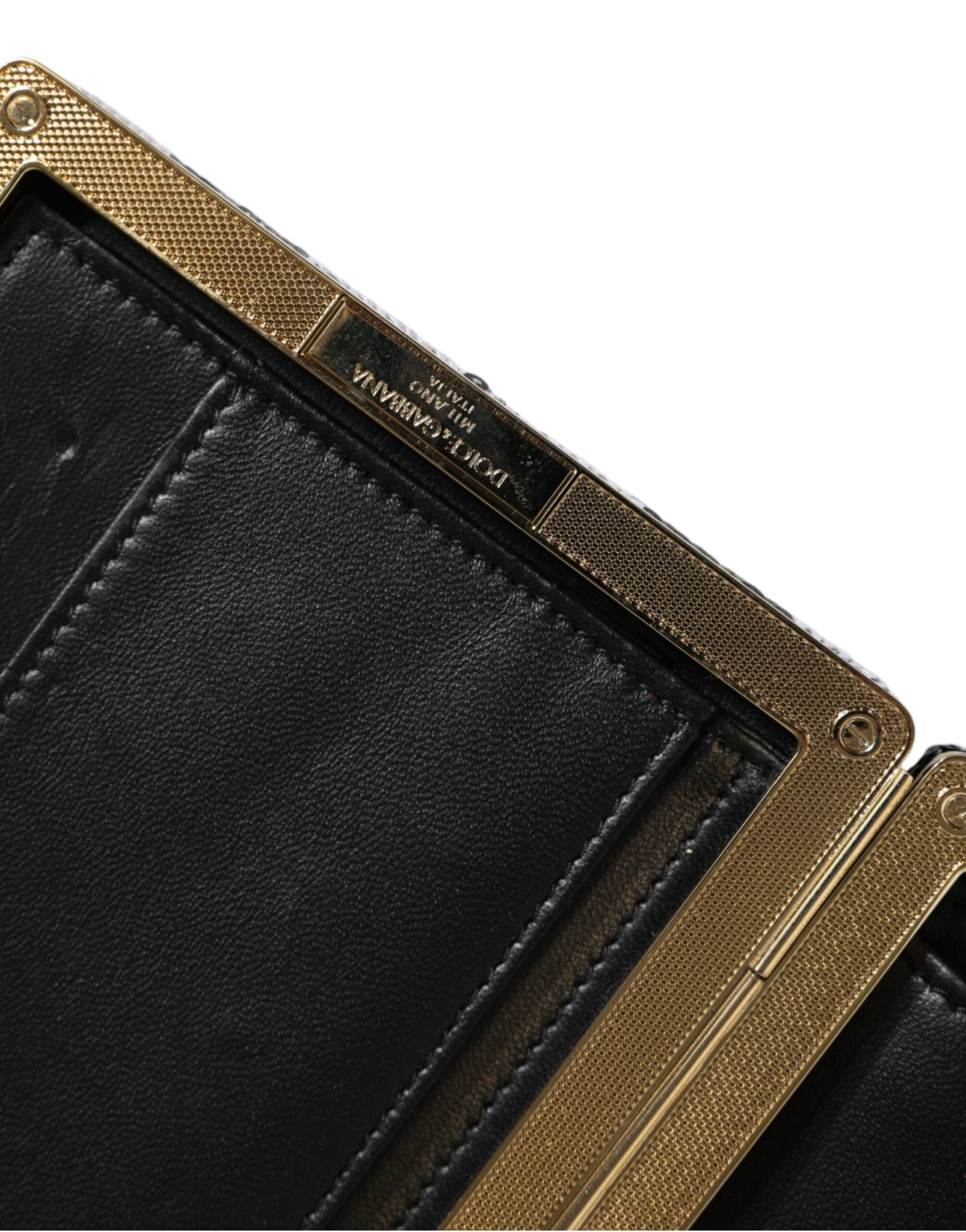 Sac à main de soirée Dolce &amp; Gabbana à cadre noir, blanc et doré