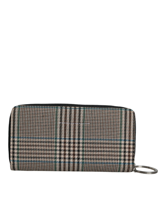 Portefeuille zippé continental pied-de-poule multicolore MM6 Maison Margiela
