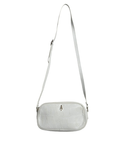 Sac bandoulière en cuir imprimé crocodile blanc Aniye By
