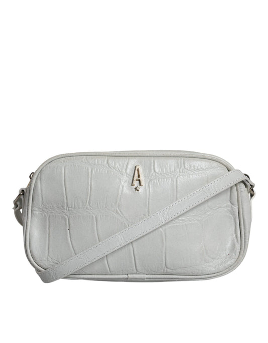 Sac bandoulière en cuir imprimé crocodile blanc Aniye By