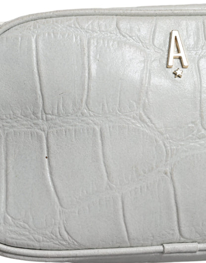 Sac bandoulière en cuir imprimé crocodile blanc Aniye By