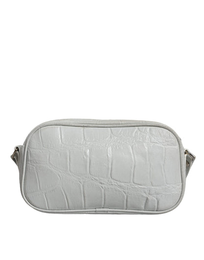 Sac bandoulière en cuir imprimé crocodile blanc Aniye By