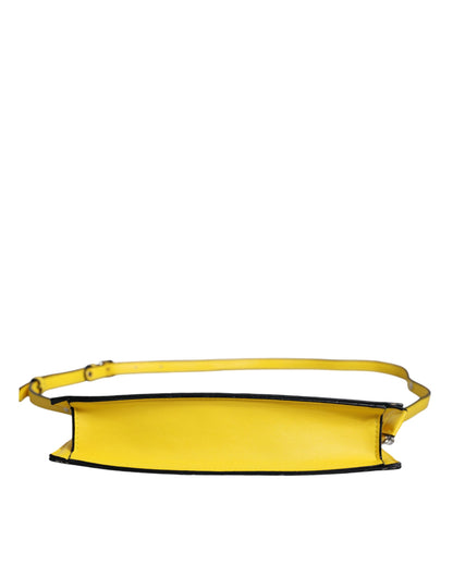 Sac à bandoulière en cuir jaune avec logo MSGM