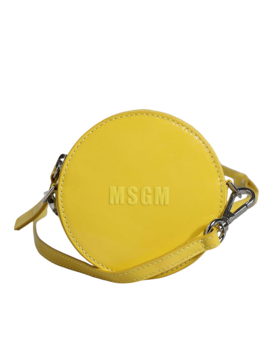 Sac à bandoulière rond en cuir jaune MSGM avec logo
