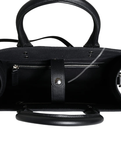 Sac fourre-tout à bandoulière en toile et cuir noir avec logo Versace