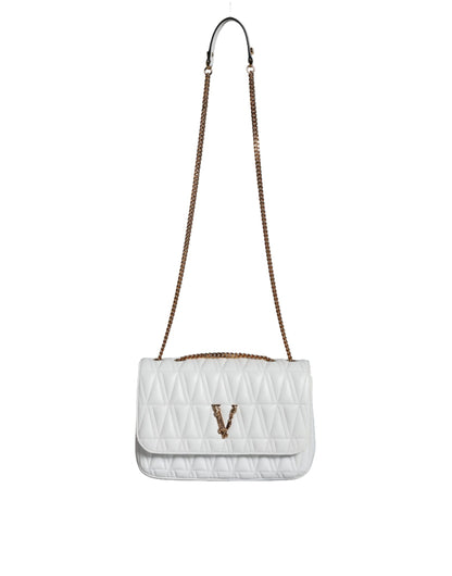 Mini sac à bandoulière en cuir nappa blanc Versace