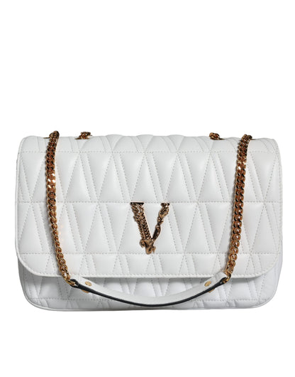 Mini sac à bandoulière en cuir nappa blanc Versace