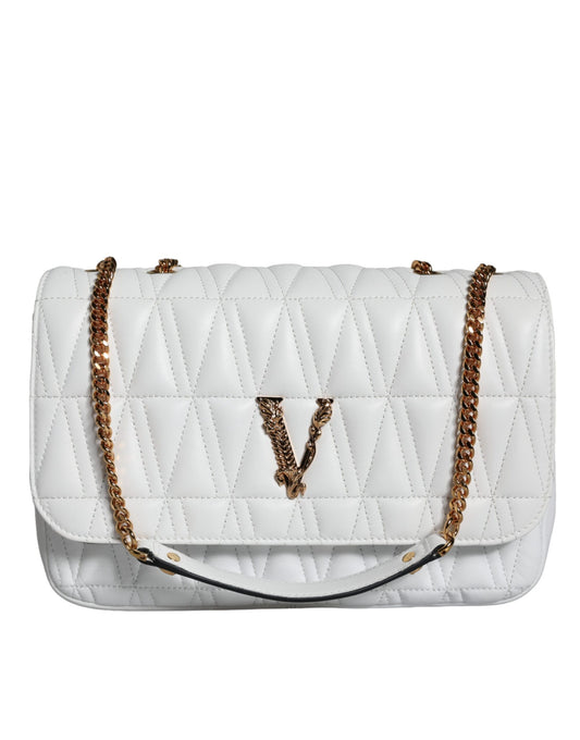 Mini sac à bandoulière en cuir nappa blanc Versace