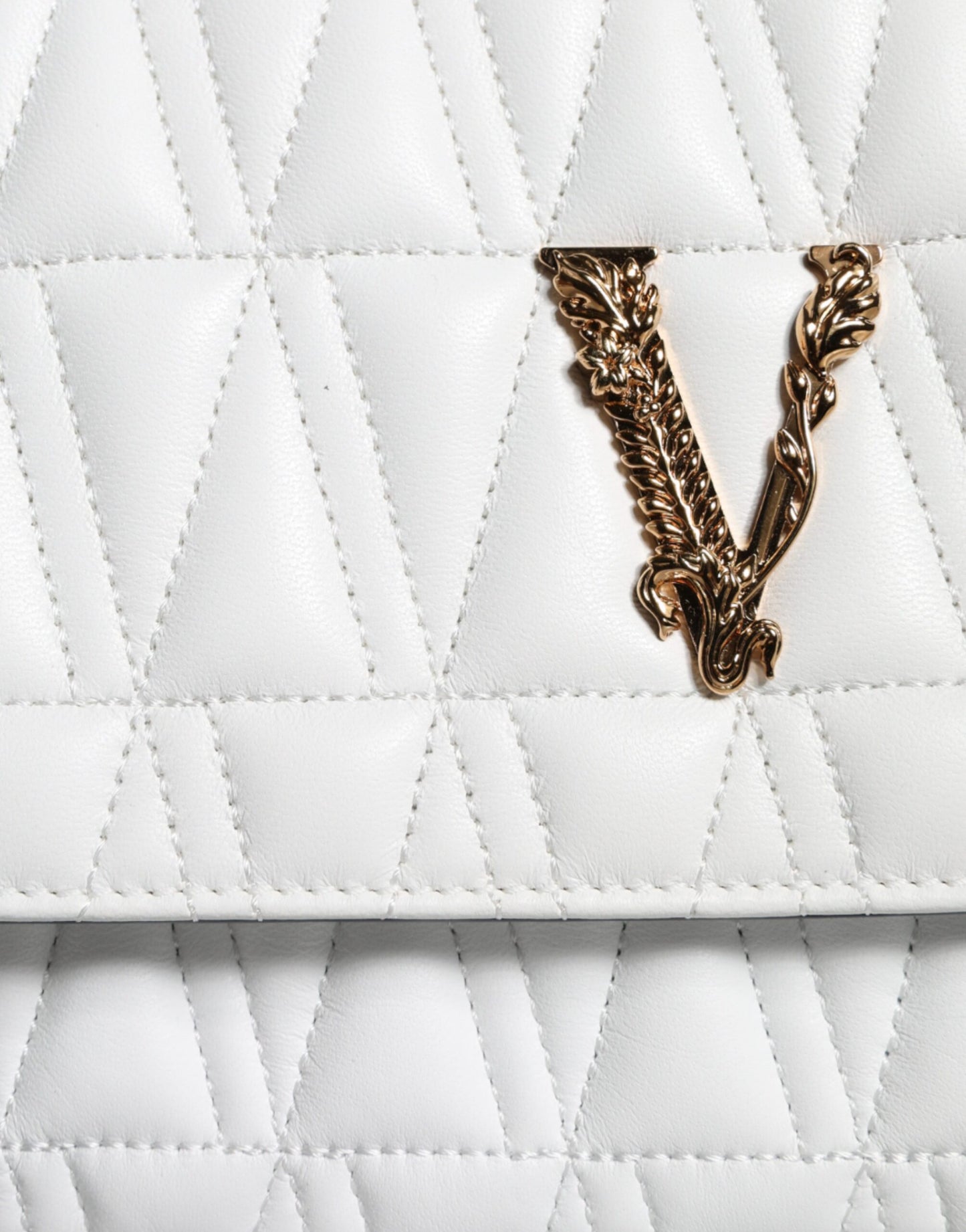 Mini sac à bandoulière en cuir nappa blanc Versace