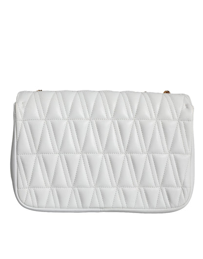 Mini sac à bandoulière en cuir nappa blanc Versace