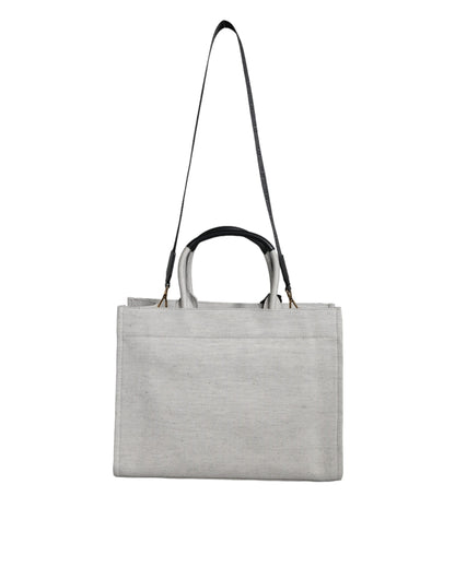 Sac fourre-tout à bandoulière en toile et cuir blanc avec logo Versace