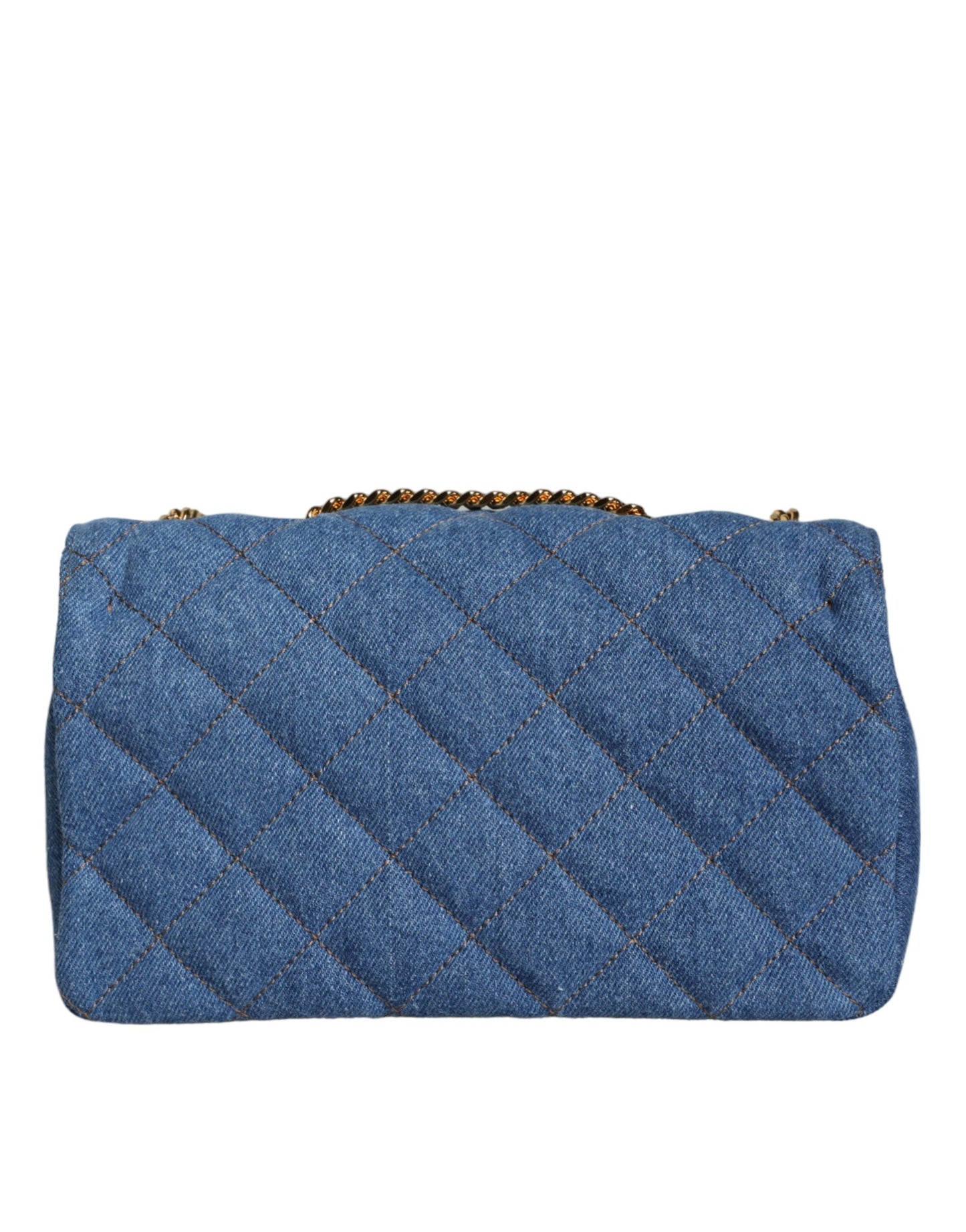 Sac bandoulière en cuir denim matelassé bleu Versace