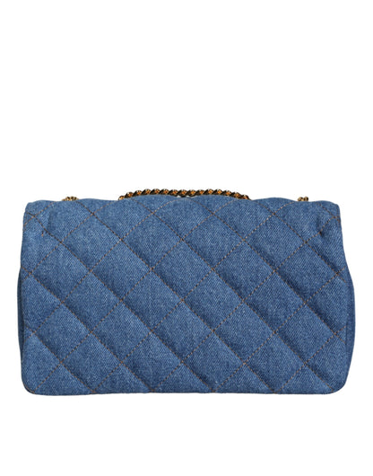 Sac bandoulière en cuir denim matelassé bleu Versace