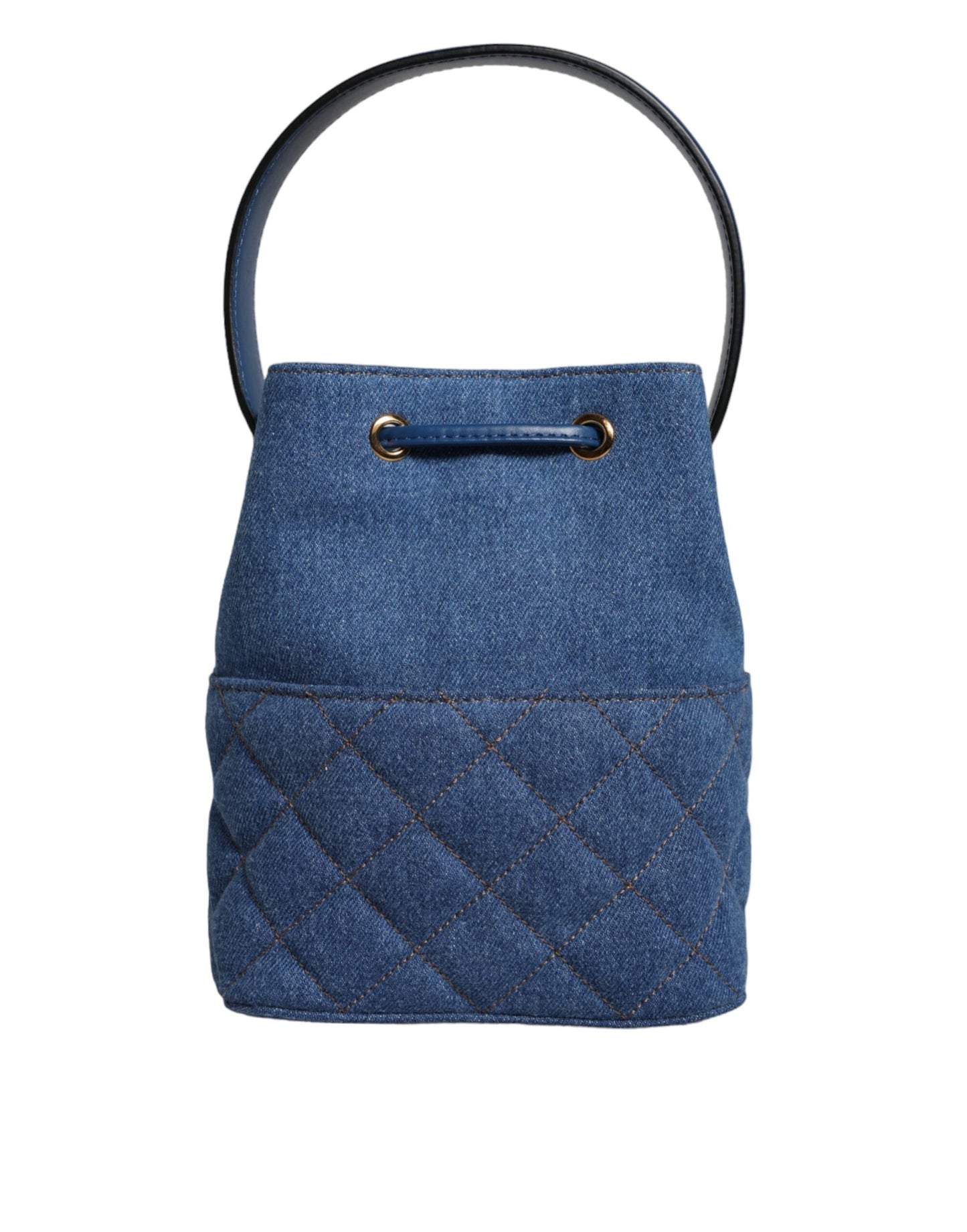 Sac bandoulière en cuir denim matelassé bleu Versace